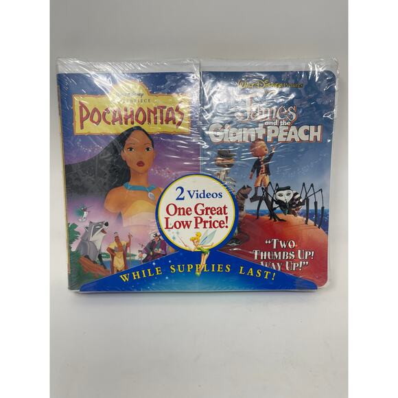NEW SEALED Walt Disney 2 VHS Movies POCAHONTAS & JAMES & THE GIANT PEACH ~RARE - Picture 2 of 10